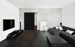 Black wallpaper in the living room interior