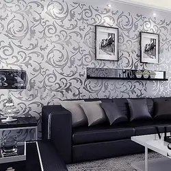 Black Wallpaper In The Living Room Interior