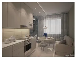 Kitchen interior 9m2 with sofa