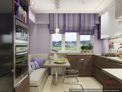 Kitchen interior 9m2 with sofa
