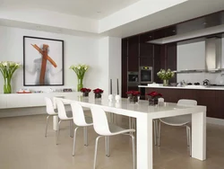 Modern dining tables in the living room interior