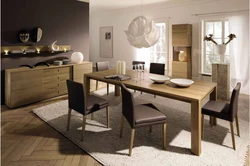 Modern dining tables in the living room interior