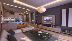 Kitchen living room interior in high style