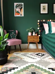 Emerald Color Combination With Other Colors In The Bedroom Interior