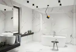 Дызайн ваннага пакоя белы керамаграніт