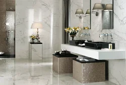 Porcelain tiles in the bathroom interior