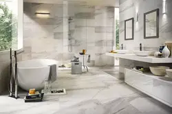 Porcelain tiles in the bathroom interior
