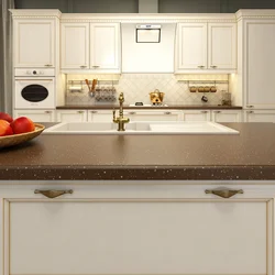 Apron and countertop for a beige kitchen photo