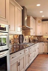 Apron and countertop for a beige kitchen photo