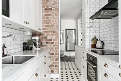 Tiled kitchen one wall photo