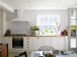 Tiled kitchen one wall photo