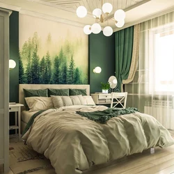 Дызайн інтэр'еру спальні з шэрым ложкам