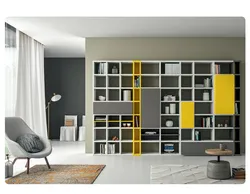 Bookcase in the living room interior photo