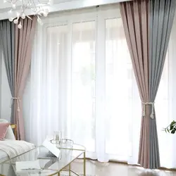 Living room interior with balcony curtains
