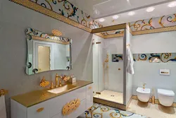 Golden bathroom interior