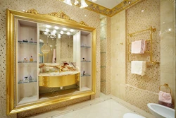 Golden bathroom interior