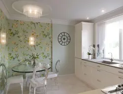 Wallpaper with a pattern in the kitchen photo