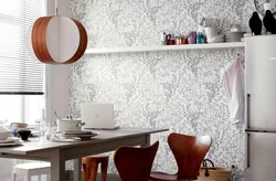 Wallpaper with a pattern in the kitchen photo