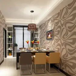 Wallpaper with a pattern in the kitchen photo