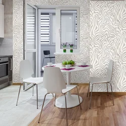 Wallpaper with a pattern in the kitchen photo