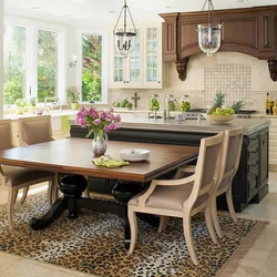 Island in the kitchen as a dining table photo