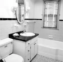 Bathroom in Khrushchev design black and white