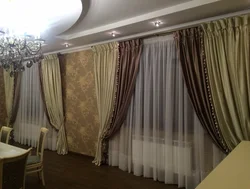 Two-color combined curtains for the living room photo in the interior