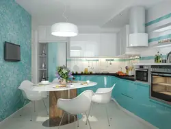 Azure kitchen in the interior