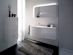 White furniture in the bathroom interior