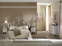 Wrought iron bed in the bedroom photo