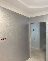 Wet silk decorative plaster in the kitchen interior