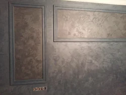 Wet silk decorative plaster in the kitchen interior