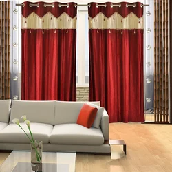 Curtains with eyelets for the living room in a modern style photo