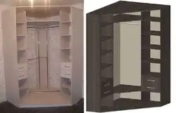 Кутняя шафа ў спальню напаўненне з памерамі фота