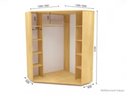 Corner wardrobe in the bedroom contents with dimensions photo