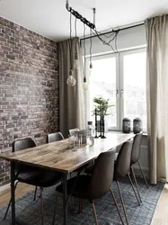 Loft style curtains in the kitchen interior