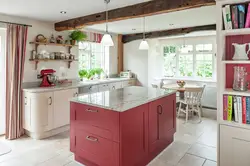 Kitchen Design In A Country House With A Large Window