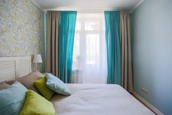 Turquoise Curtains In The Bedroom Interior