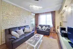 Combining wallpaper in the living room interior design