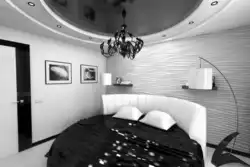 Фото натяжных потолков в белой спальне
