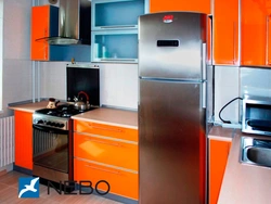 Kitchen furniture with refrigerator design photo