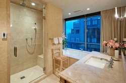 Tropical shower in the bathroom design photo