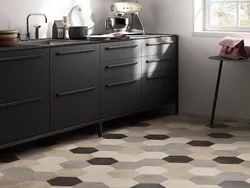 Modern linoleum in the kitchen interior