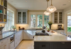 Kitchen design in a country house with a window