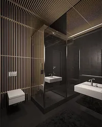 Slats in the bathroom interior