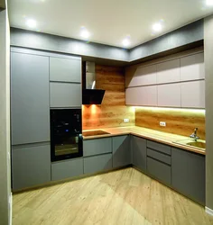 Kitchen design corner in a modern style with TV photo