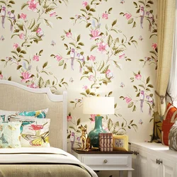 Floral wallpaper for bedroom design photo