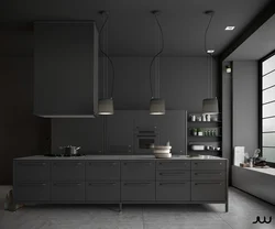 Дизайн черно серой кухни