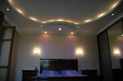 Plasterboard ceilings photos for the bedroom with your own lighting