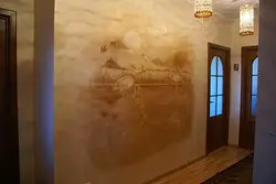 Photo Of The Wall In The Hallway With Venetian Plaster